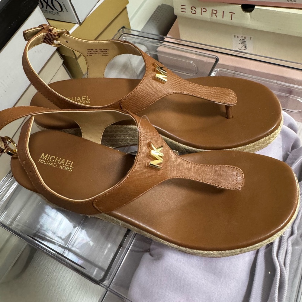 Michael Kors Tan Leather Sandals - Picture 2 of 3